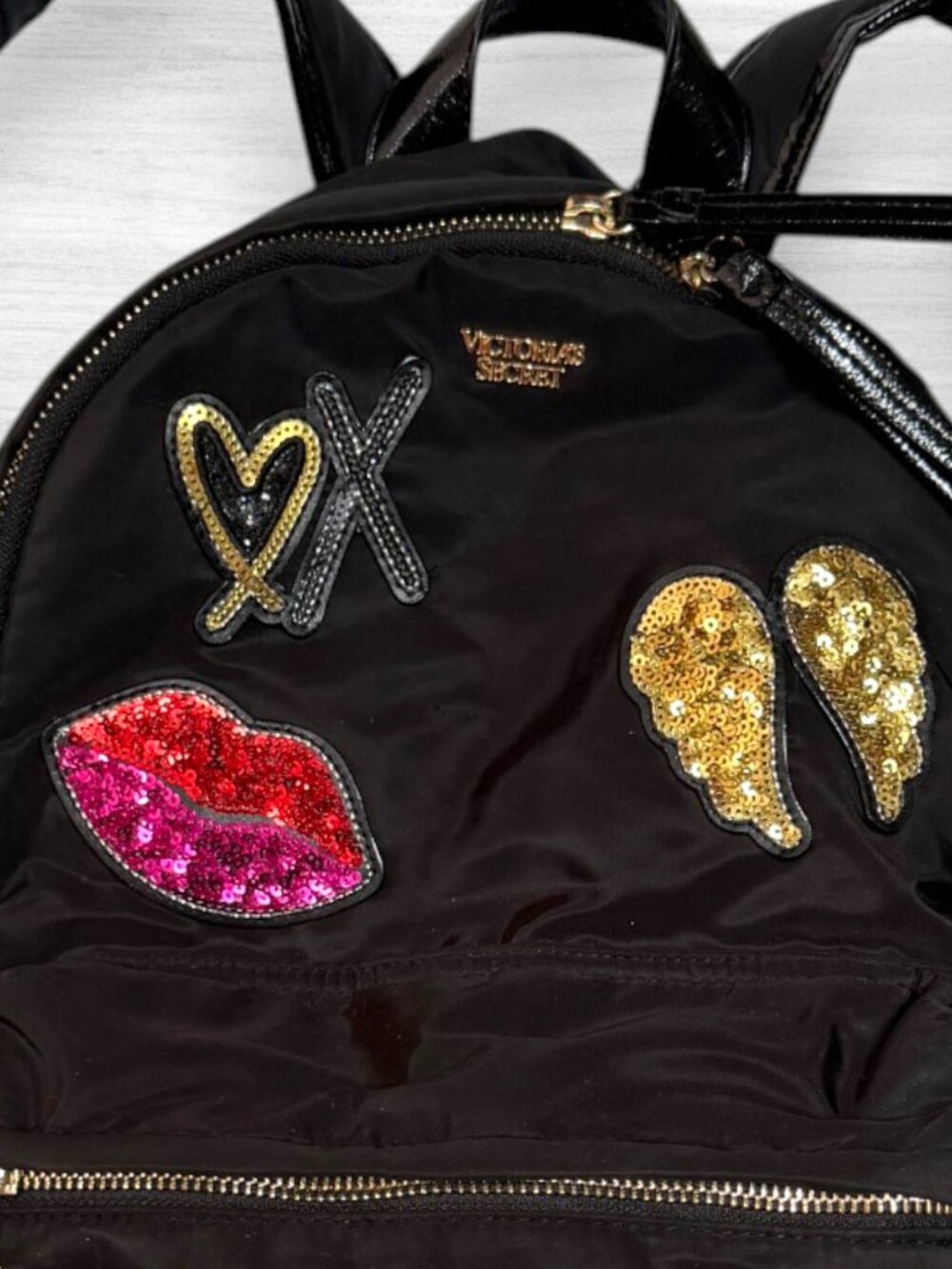 Victoria's Secret Runway Patch Black Sequin Backpack - Picture 7 of 7
